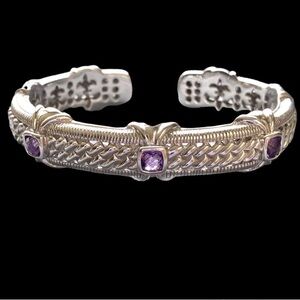 JUDITH RIPKA Bracelet Amethyst 925 Sterling Silver Hinged Cuff